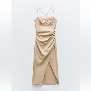 Zara Linen Blend Midi Dress